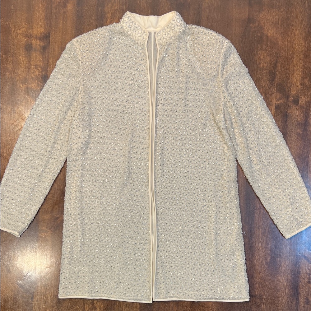 Vintage Beaded Evening Jacket - Ivory, Lined - Pamela Dennis New York